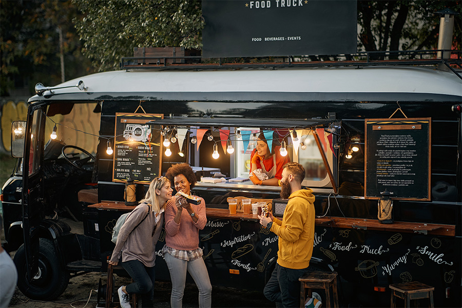 food truck at night