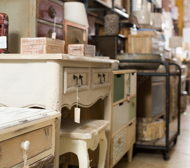 furniture at a consignment store